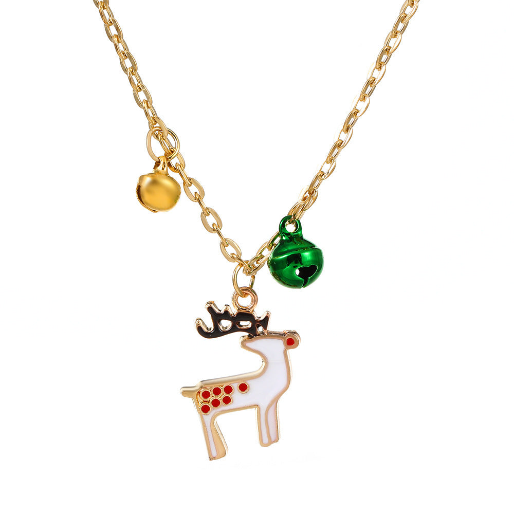 Women's Cartoon Oil Dripping Snowman Bell Clavicle Chain Long Sweater Necklaces