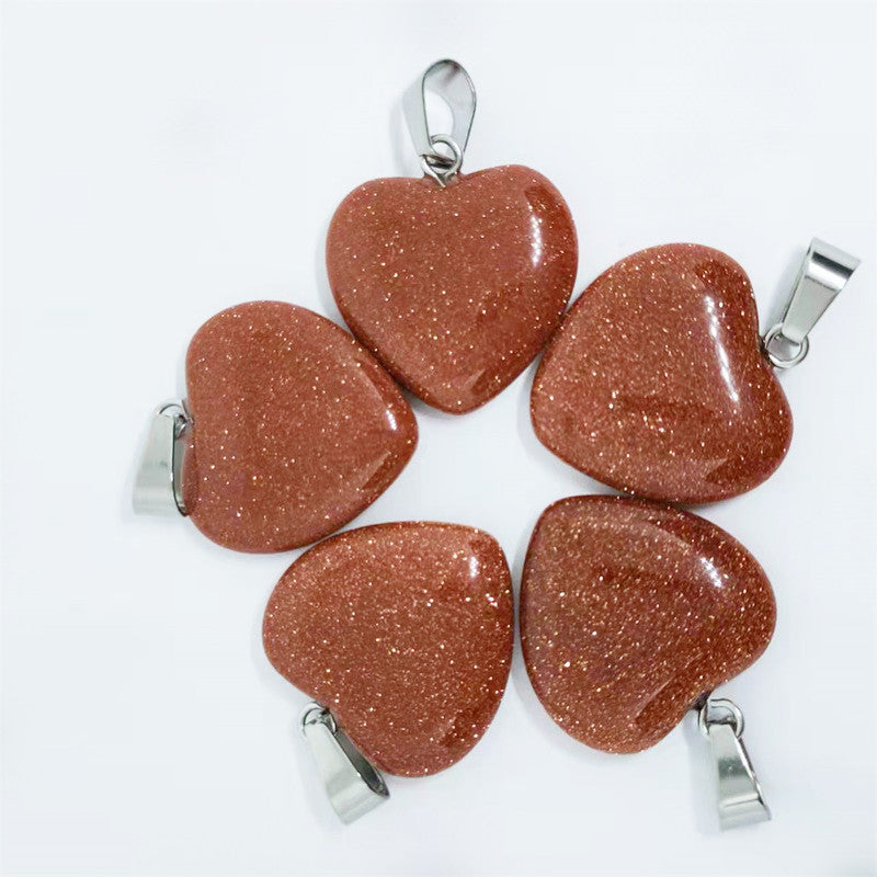 Stone Love Crystal Agate Heart Peach Pendants