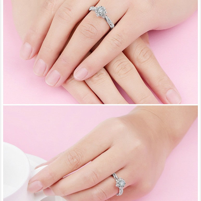 Women's Plated Hollow Flower Star Artificial Diamond Rings