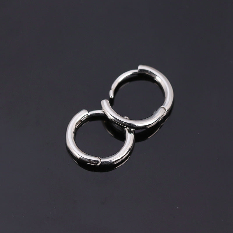 Women's & Men's Sier Solid Round Simple Graceful Small Earrings