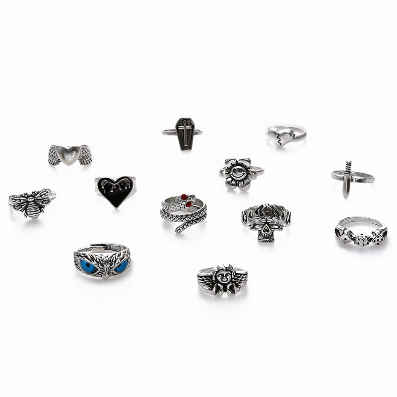 Angel Owl Exaggerated Skull Snake Bee Rings