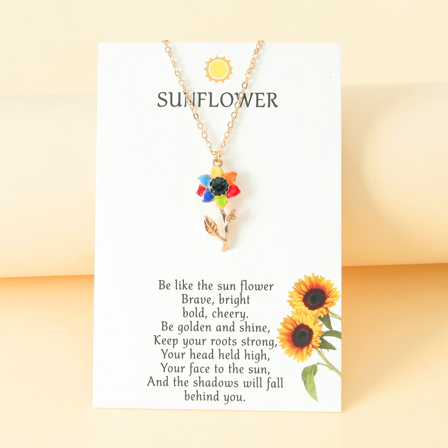 Ornament Personalized Sunflower Alloy Dripping Oil Necklaces