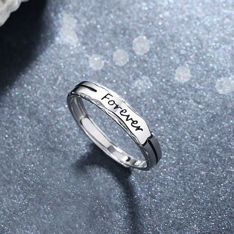 Couple Sterling Sier Korean Niche Design Simple English Rings
