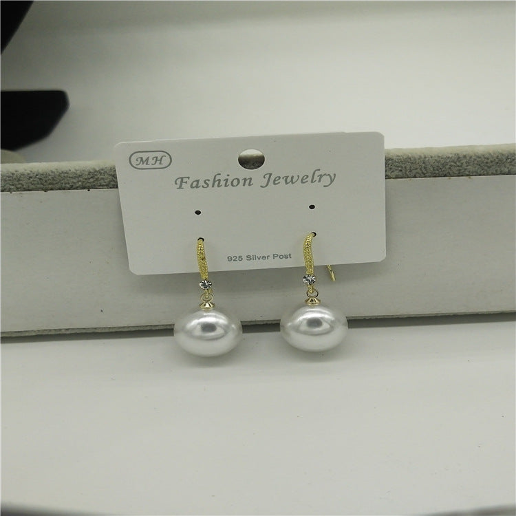 Pearl Temperament Wild High-grade Sier Plated Ear Hook Earrings