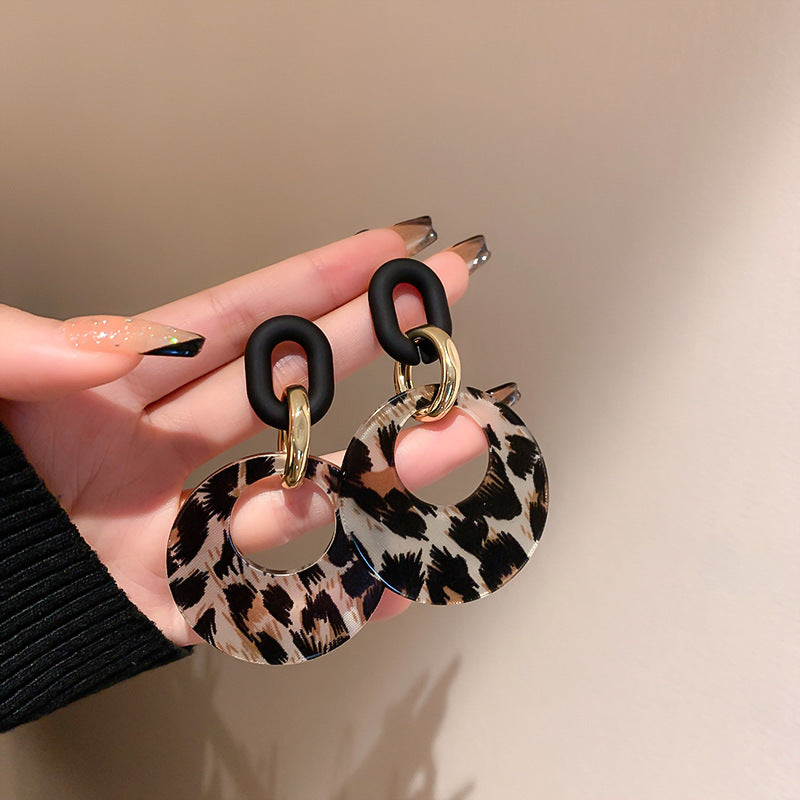 Diamond Hollow Leopard Print Affordable Luxury Fashion Earrings