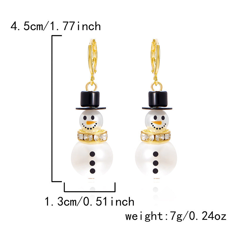 Women's Fashion Diamond Snowflake Pearl Hat Snowman Rings