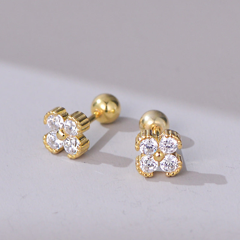 Diamond Twist Screw Ear Bone Two Earrings