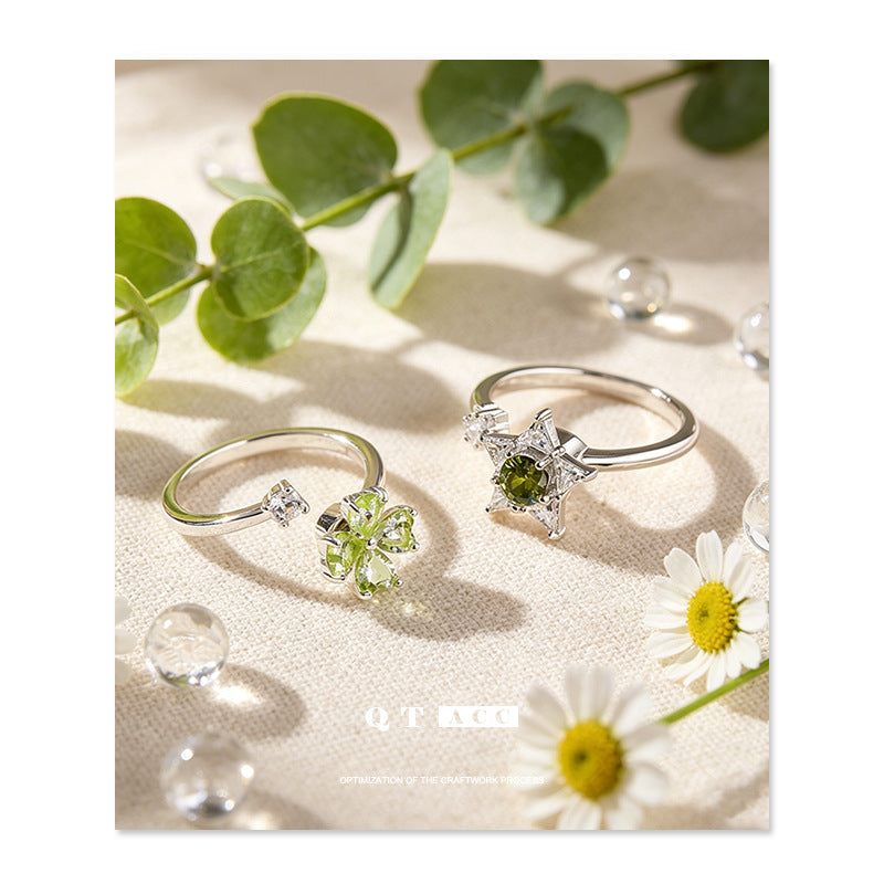Women's Clover Star Open-end Adjustable Summer Vacation Style Lucky Ring