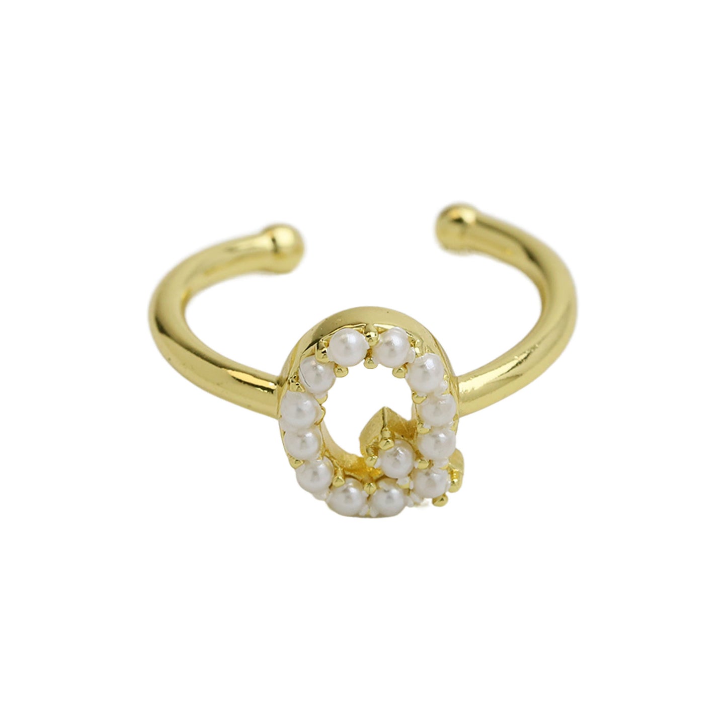 Women's Xi Brass Pearl English Letters Open Rings