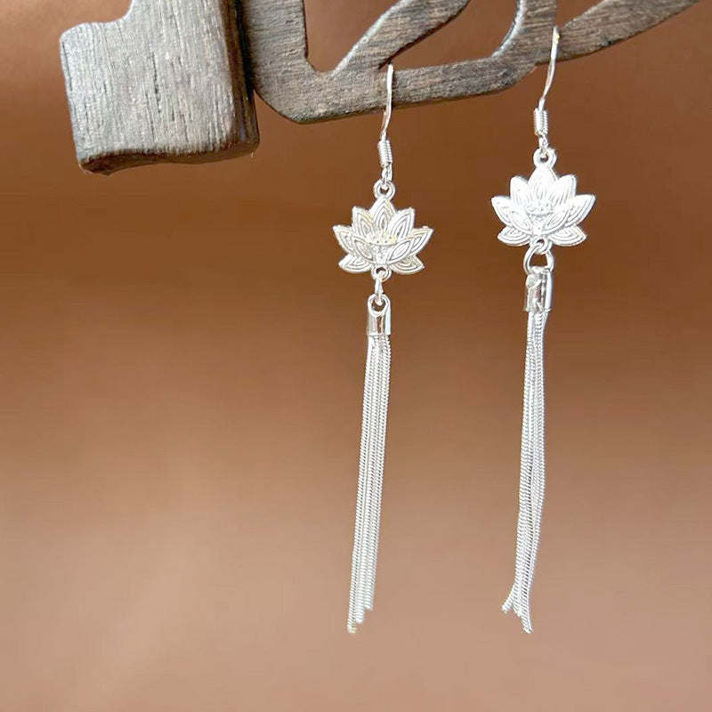 Sier Ethnic Style Peacock Retro Ear Hook Vintage Scenic Spot Earrings