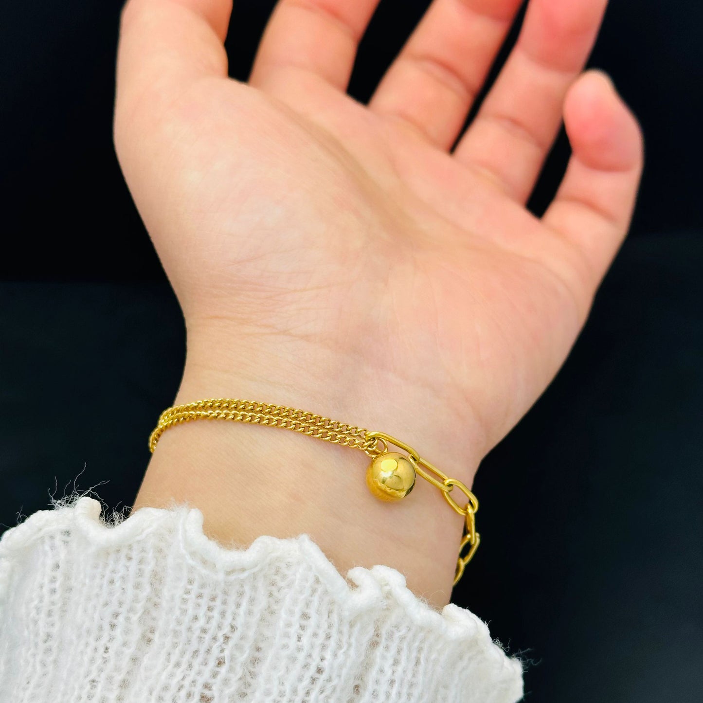 Women's Beads Chain Stitching Titanium Steel No Fading Simple High Sense Necklace
