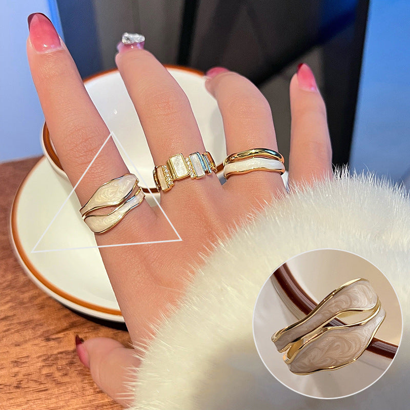 Women's Sier Simple Lines Bow Retro Fashion Rings