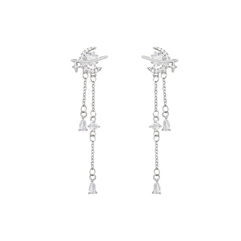 Women's Flash Star Moon Ear Fashionable Temperament Long Earrings