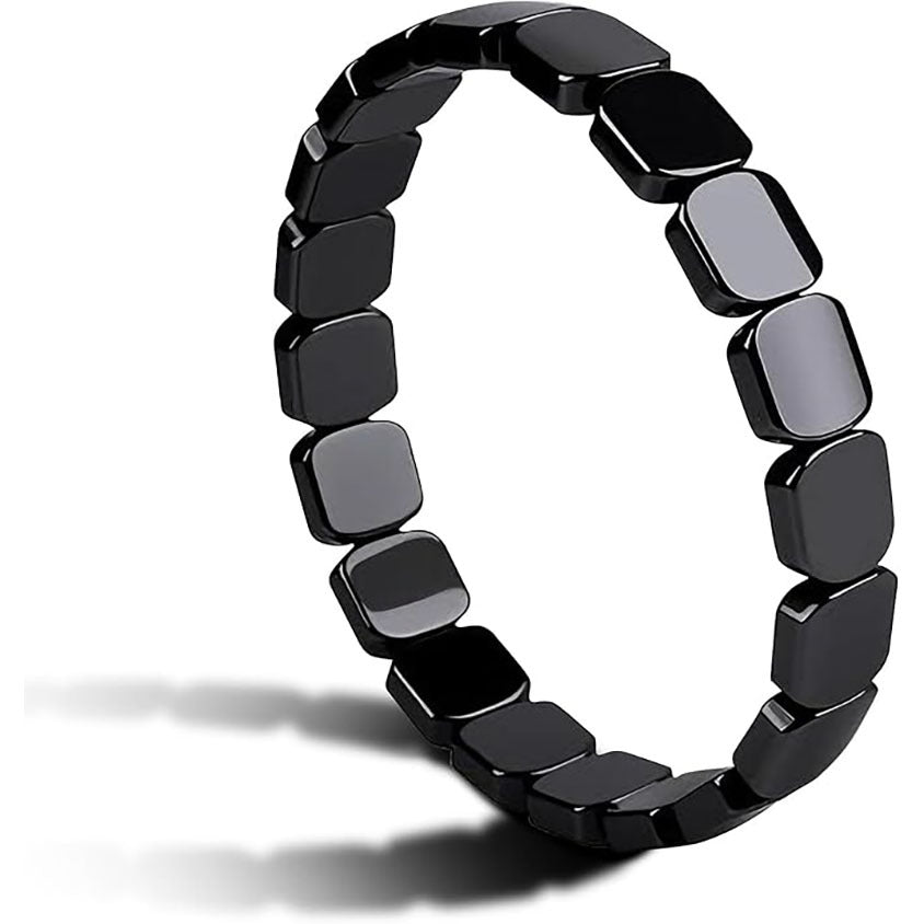 Men's Square Hematite Elastic Mixed Fashion Beaded Bracelet