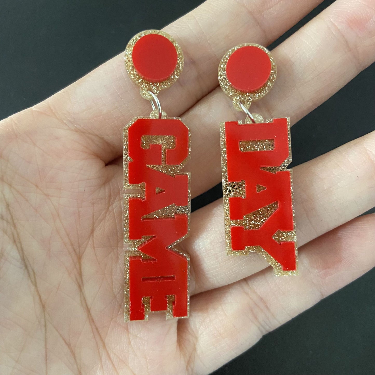 Acrylic Exaggerated Rugby English Alphabet Letter Earrings