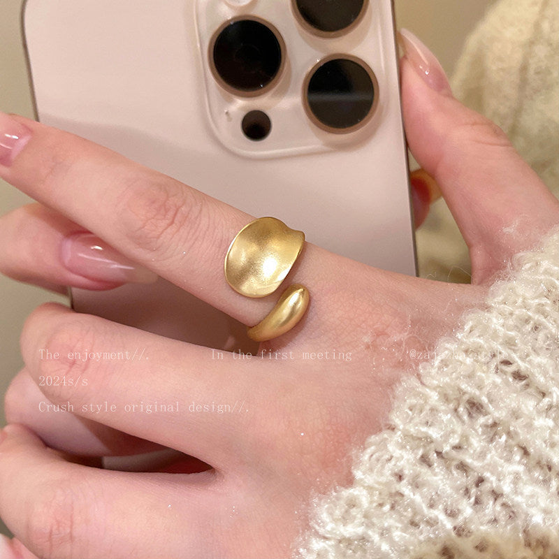 Women's Irregular Gold Matte Niche Design Index Finger Light Luxury High-grade Rings