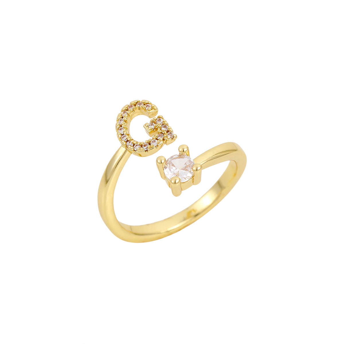 Gold Letter Open Male Female Personality Rings