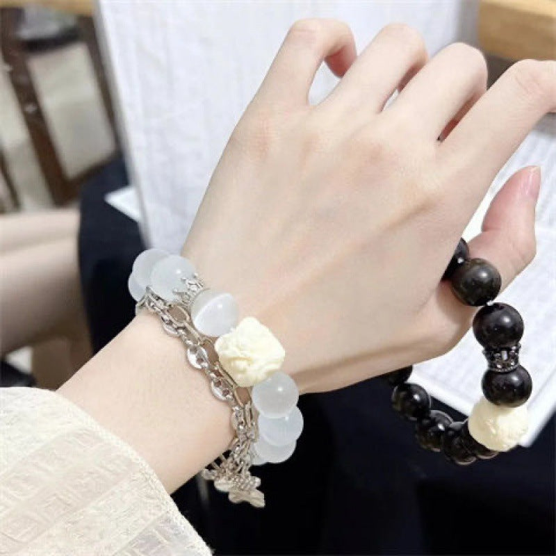 Female Aquamarine Gray Moonlight Natural Crystal Bracelet