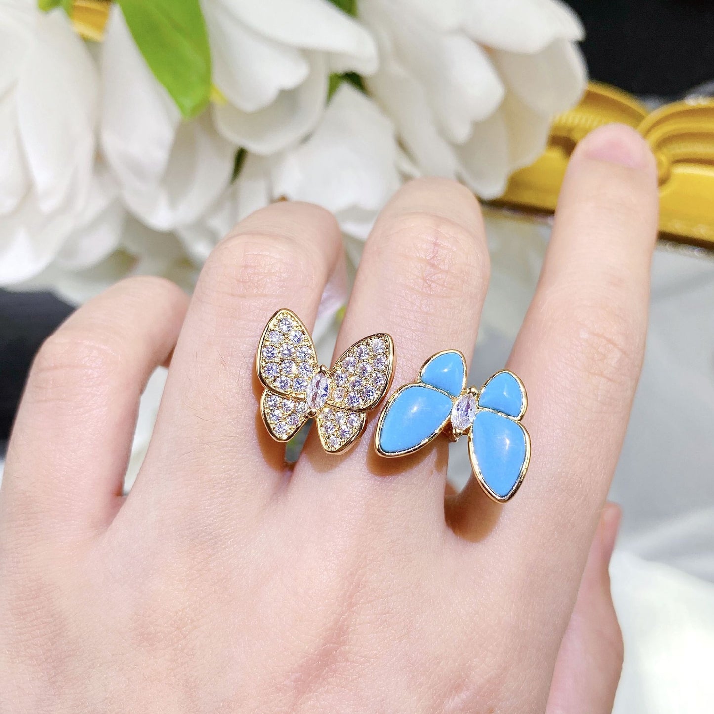 Butterfly Index Finger Female Delicate Rhinestone Ring
