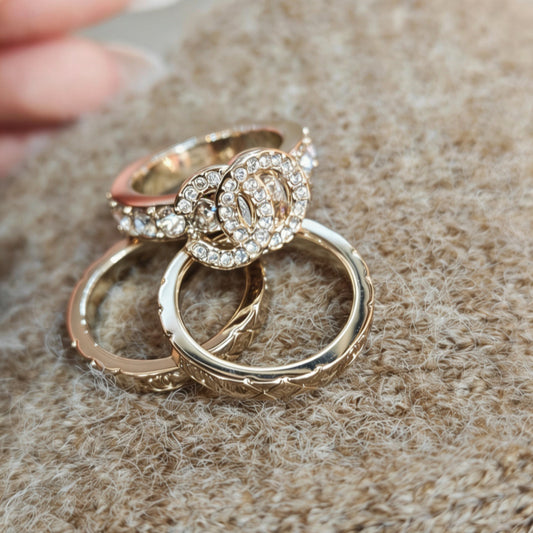 Women's Three-piece Full Diamond Plaid Fashion High Version Rings