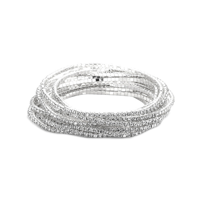 Rhinestone Stretch Bridal Korean Single Row Bracelets