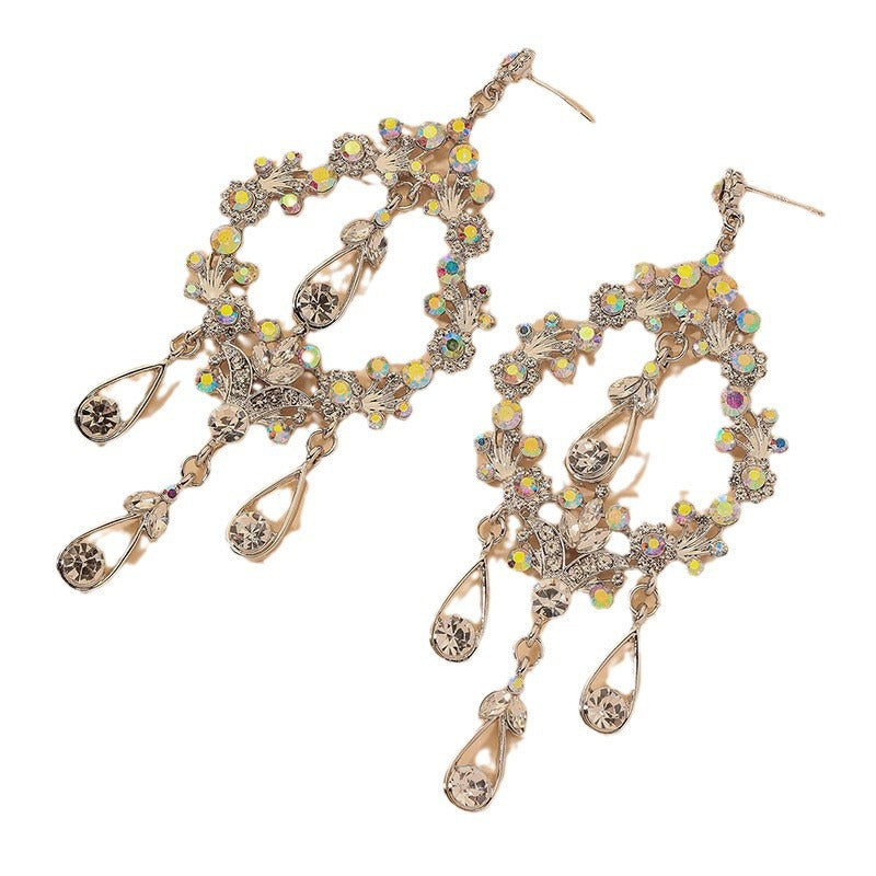 Fashion Diamond Bead Love Tassel Female Design High Sense Earrings