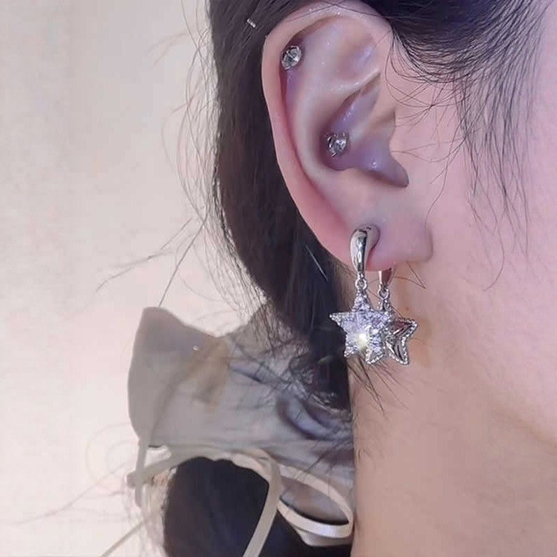 Women's Sense Graceful Fashionable Personalized Five-pointed Star Ear Earrings
