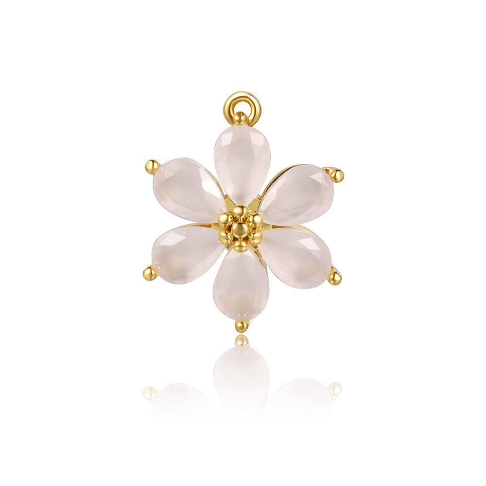 Flower Gold Protection Color Zirconium Copper Parts Earrings