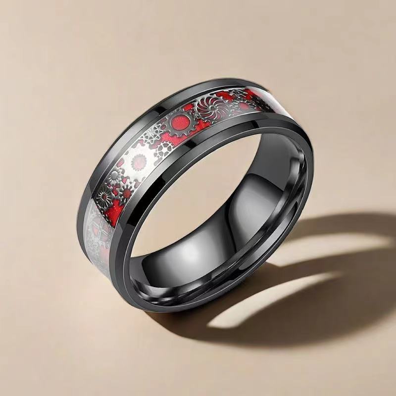 Men's Titanium Steel Fashion Personalized Gear Jewelry Rings