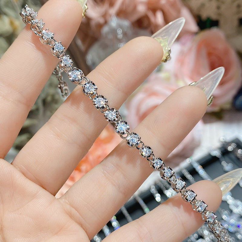 Camellia Bright Luminous Platinum Series Plated Zircon Super Flash Light Bracelet