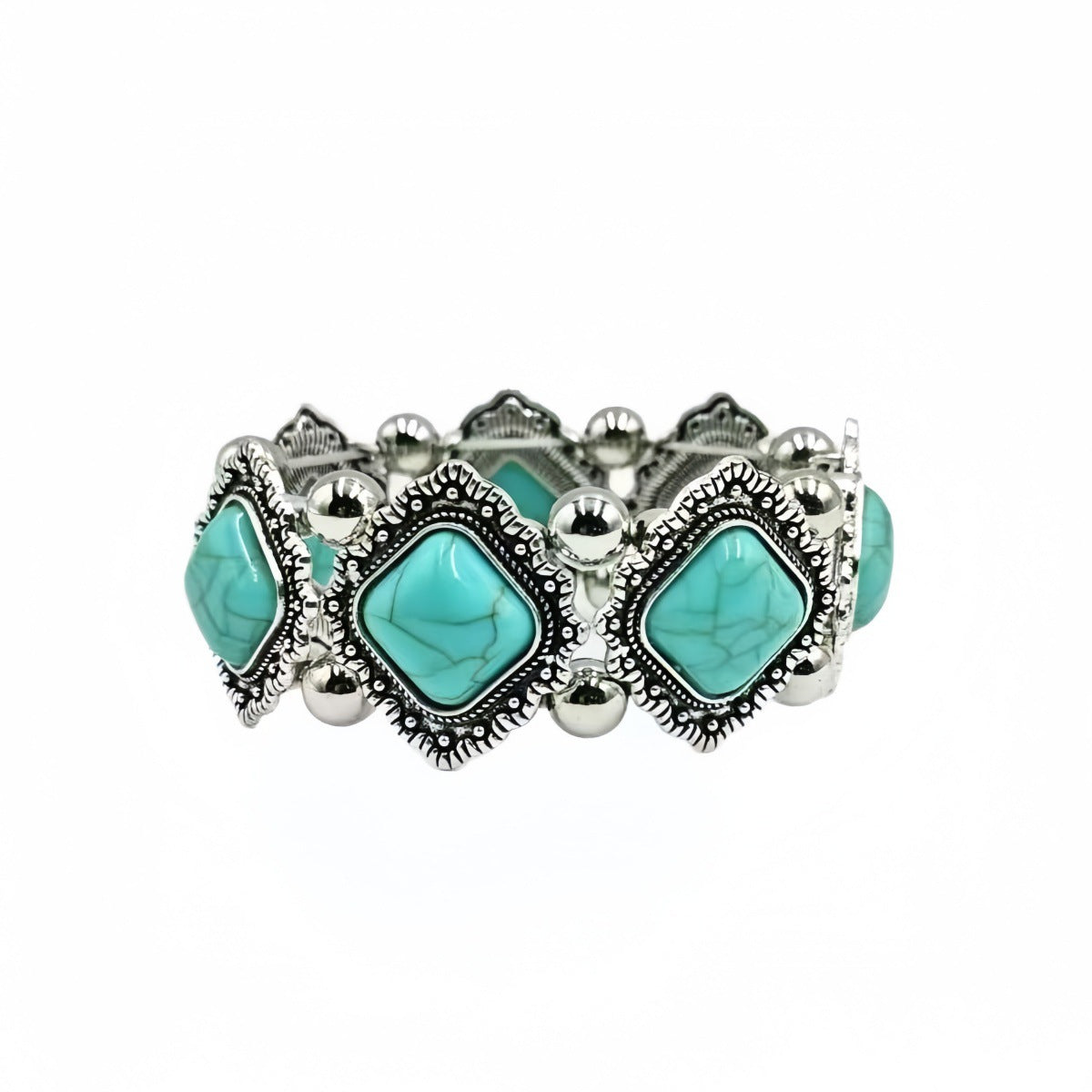 Vintage Blue Rhinestone Inlaid Turquoise Ear Necklaces