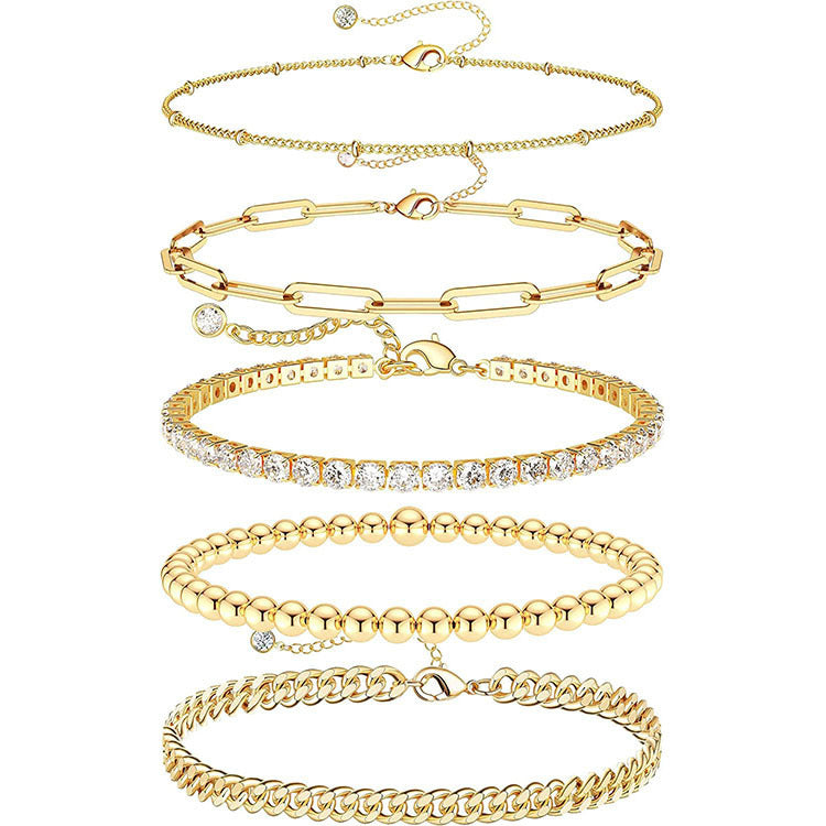 Elegant Metal Cuban Link Chain Alloy Bracelets