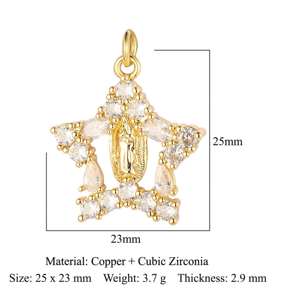 Cross Virgin Copper Zircon Peace Sign Ornament Pendants