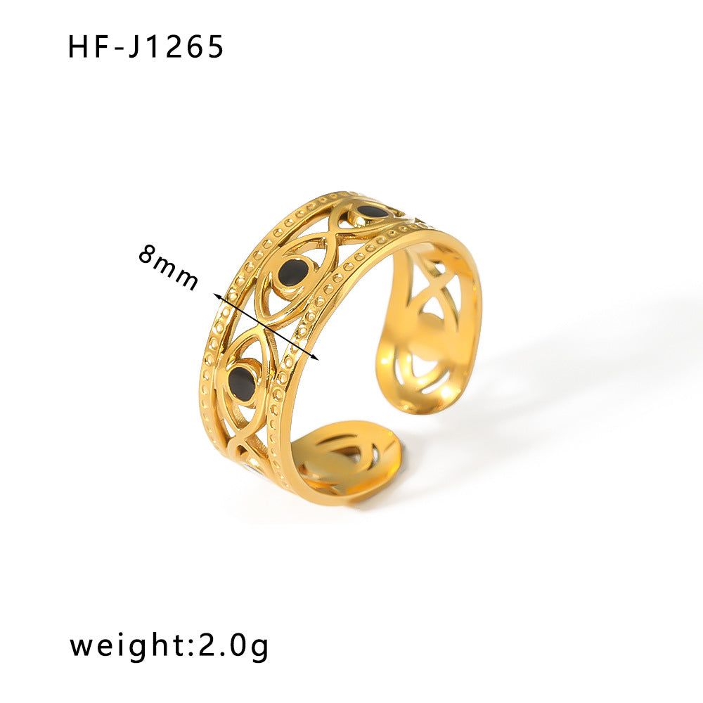 Minority Design Irregular Oil Pressure Gold Titanium Steel Open Female Rings