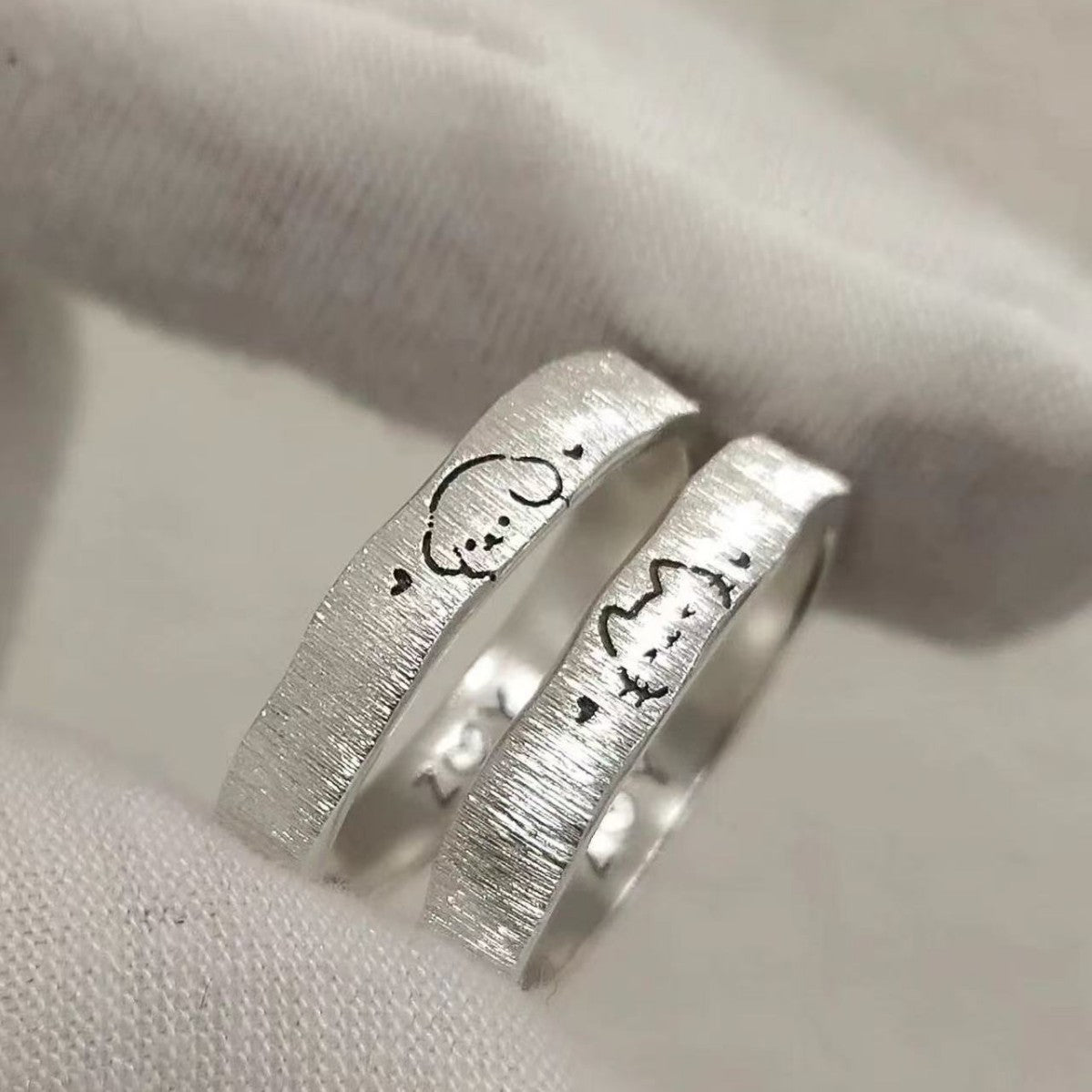 Handmade Lined Sier Open Female Cute Small Animal Personality Ring