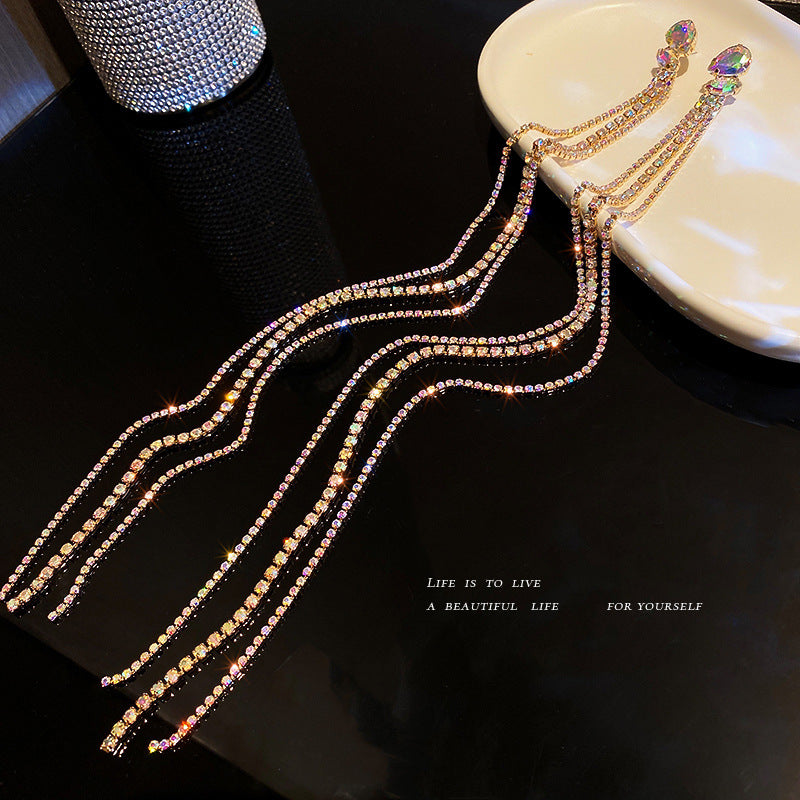 Women's Needle Light Luxury Tassel Retro Exaggerated Earrings
