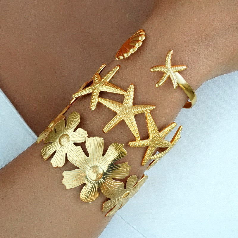 Leaves Glossy Irregular With Personality Stripes Bracelets