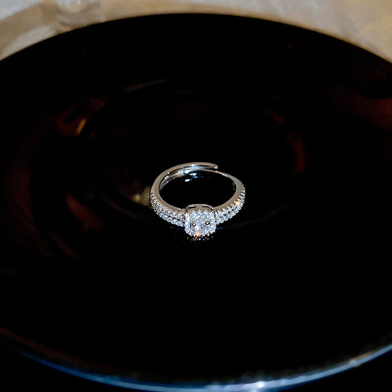 Real Gold Electroplated Zircon Buckle Light Luxury High Sense Index Ring