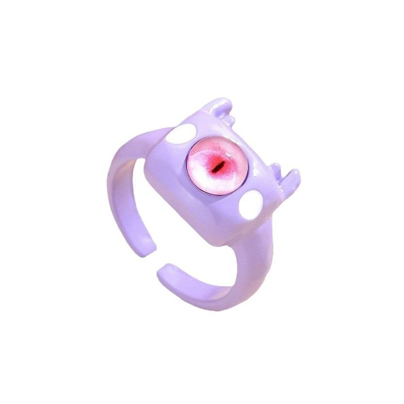 Monster Black Cat Female Dopamine Big Eyes Couple Little Finger Ring
