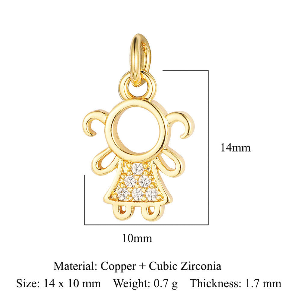 Love Copper Zircon Round Ball Beetle Ornament Pendants