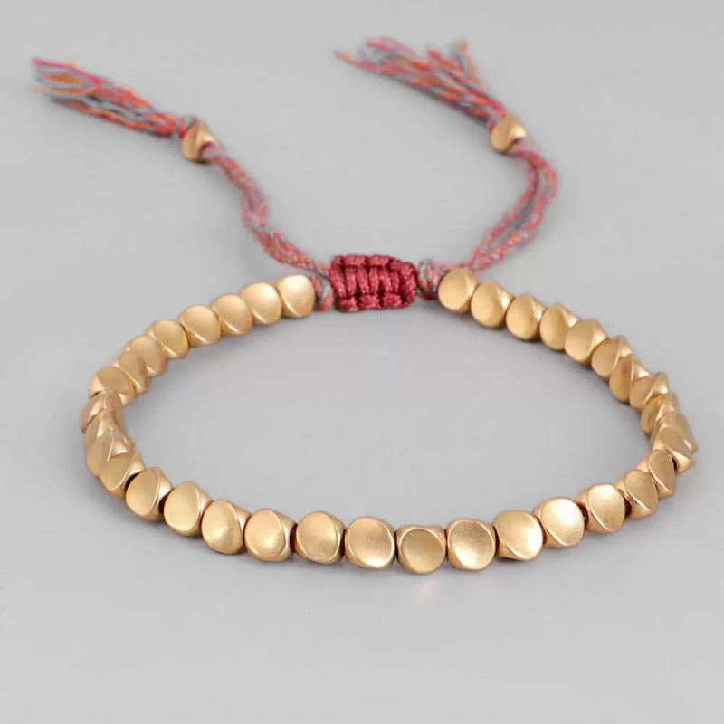 Women's Winding Woven Stylish Good Texture Gift Drawable Shaped Copper Bead Bracelet