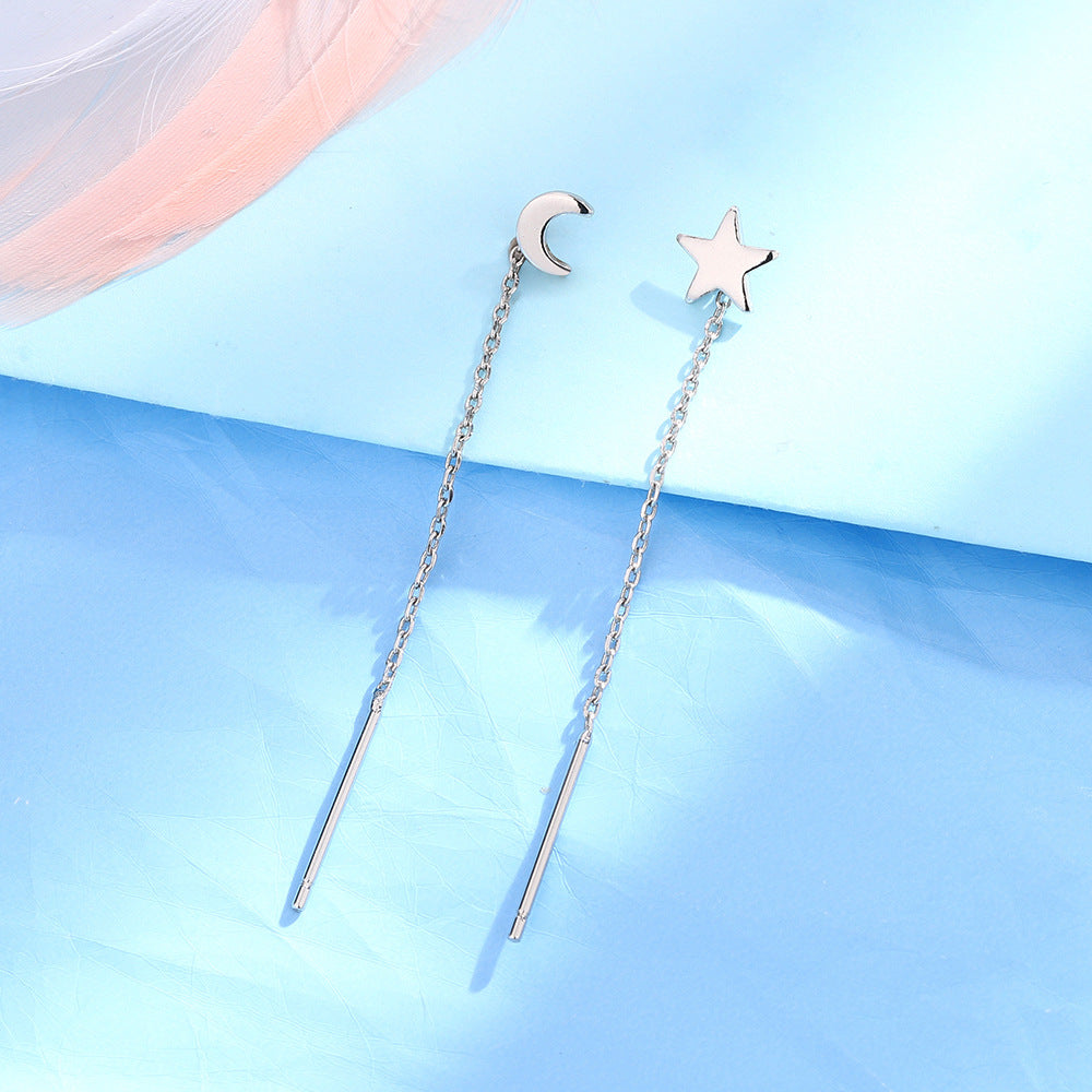 Glossy Asymmetric Star Moon Female Personalized Cold Style Long Chain Ear Line