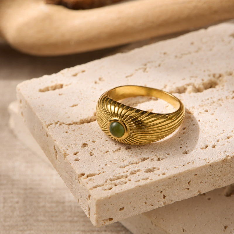 Women's & Men's Retro Stainless Steel Simple Striped Ring