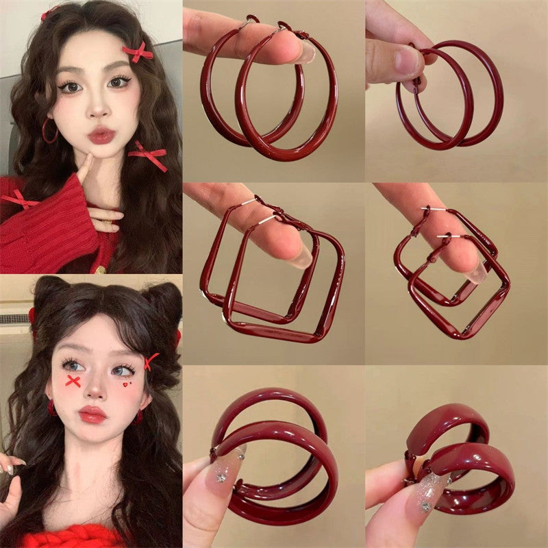 Women's More Red Geometric Hoop Style Elegant Rings