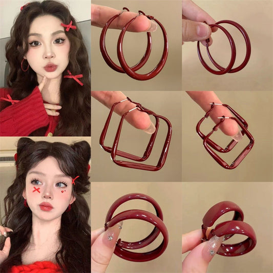 Women's More Red Geometric Hoop Style Elegant Rings