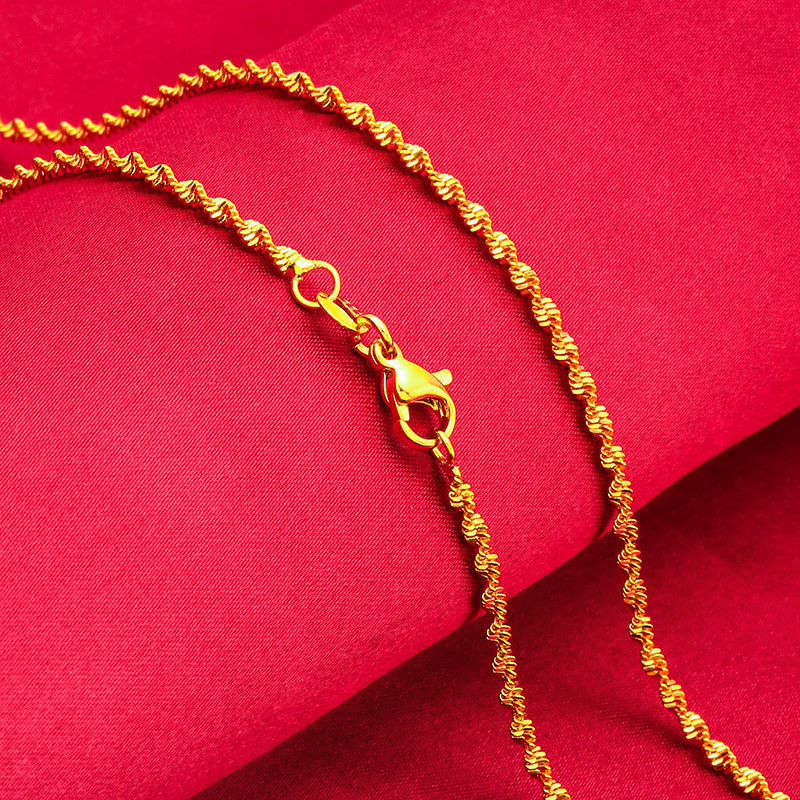 Women's Lobster Buckle Color Gold Plated Water Wave Chain Snake Bones Necklace