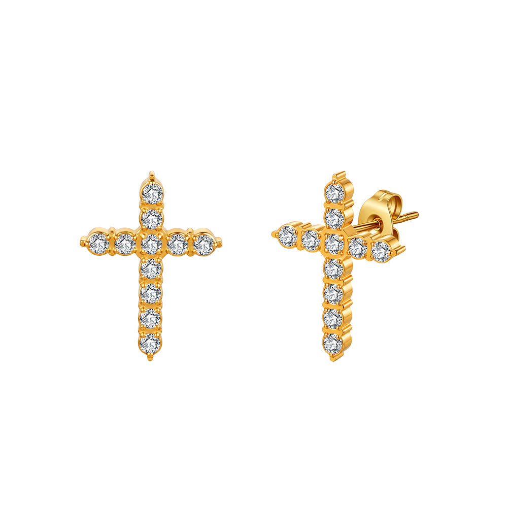 Women's Stainless Steel Diamond Tassel Simple Niche Everyday Joker Twin Collection Earrings