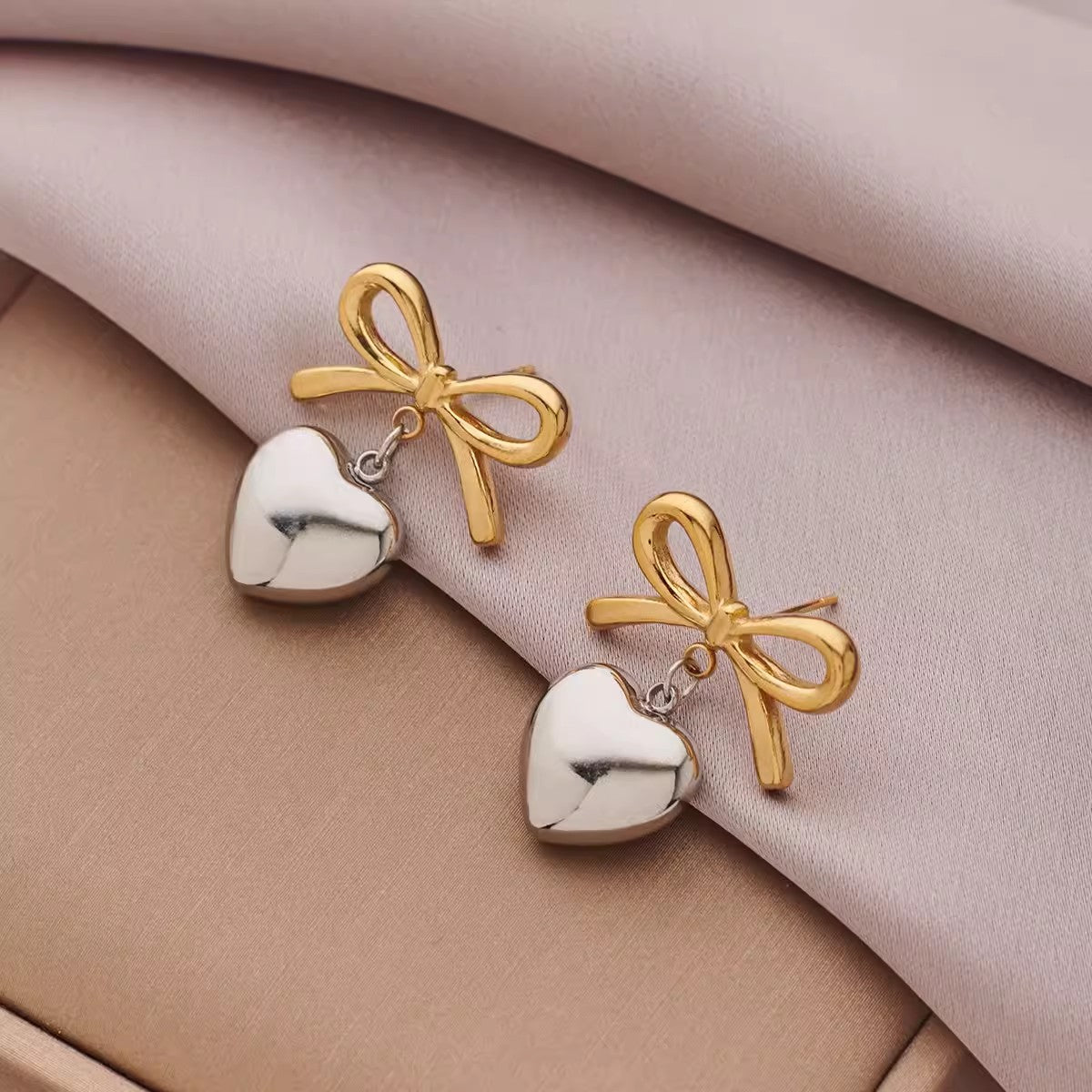 Elegant Love Heart Bow Female Cute Rings