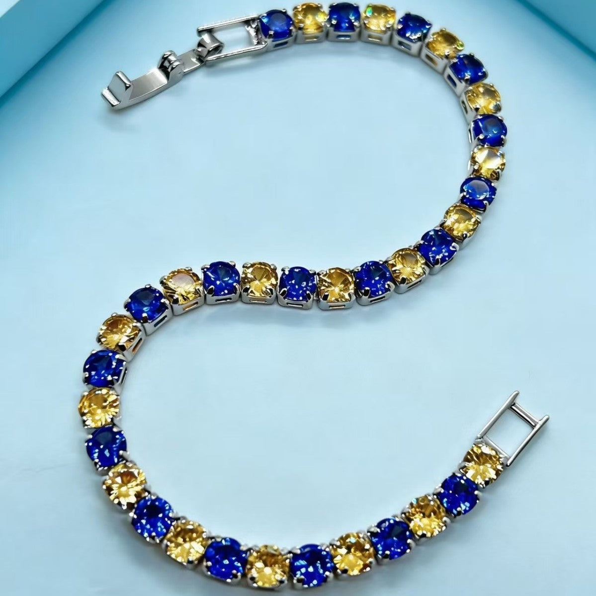 Contrast Color Full Diamond Tennis Fashion Personalized Minority Exquisite Temperament Bracelet