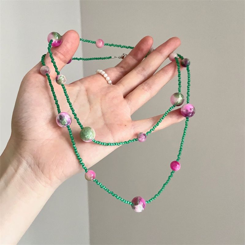 Classy Popular Vintage Green Beads String Necklace